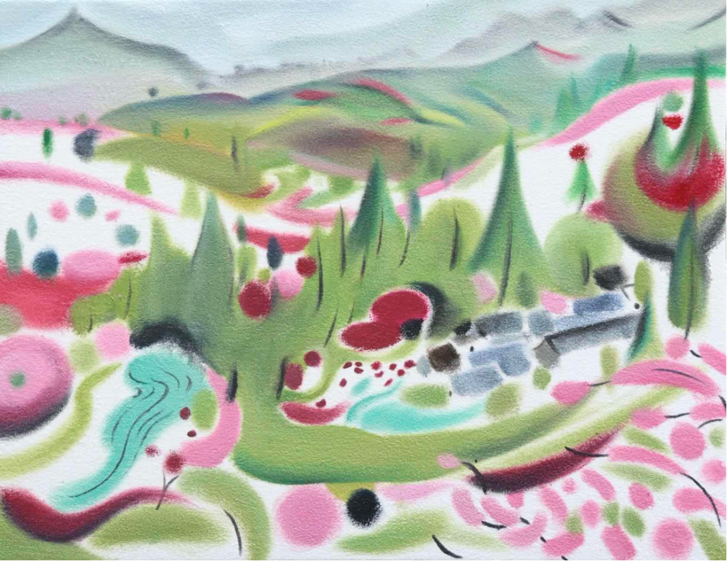 rolling hills dotted with mountain villages